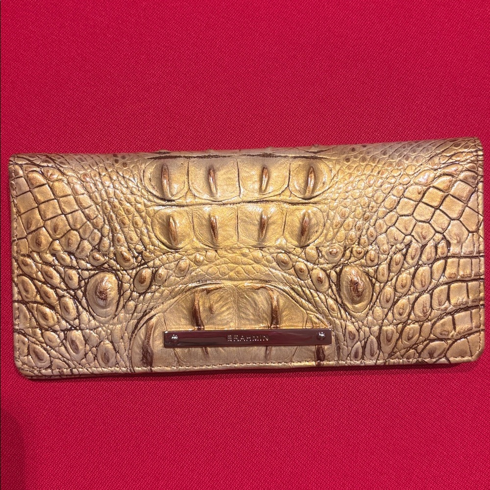 Brahmin ADY wallet chai Gold CROC Embossed leather Melbourne leather Wallet - Picture 5 of 17